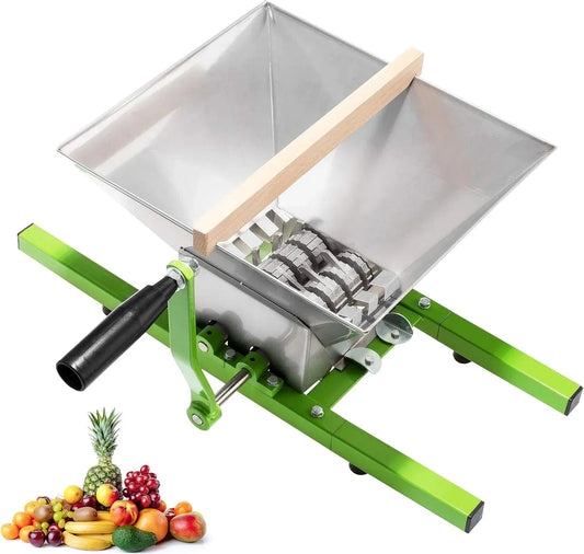 Maischemühle, Traubenmühle, Apfelpresse, Beerenmühle, Obstpresse, Obstmühle, Saftpresse, 7 L, Edelstahl