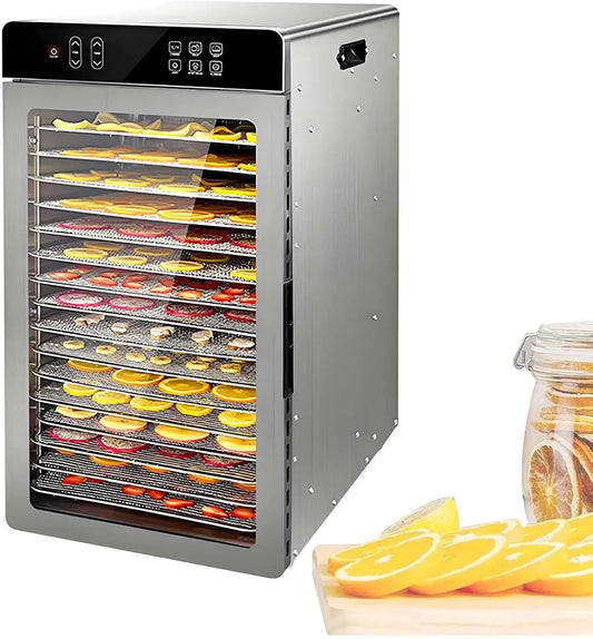 24-Stunden-Timer 16Tray DöRrautomat, Lebensmitteltrockner, 30 bis 90 °C, LCD-Display, für GleichmäßIges Trocknen