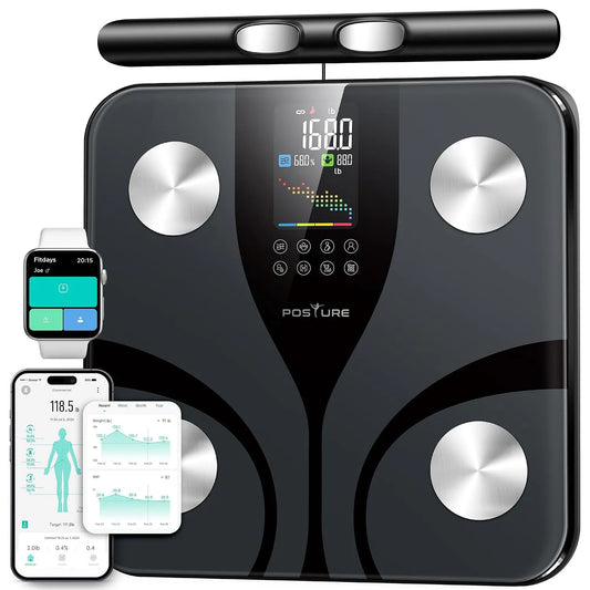 Körperfettwaage, Personenwaage, 8 Elektroden, LCD-Display, für Körperfettanteil
