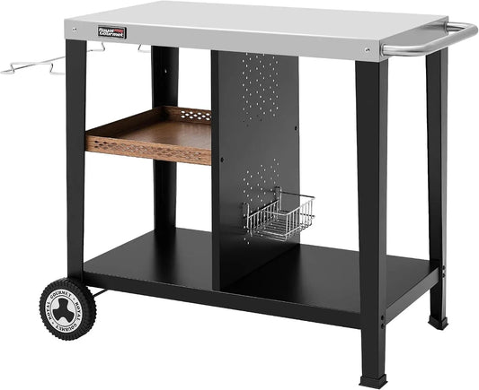 Elektrischer Pizzaofen, 85x50 cm, Grill, Edelstahl, Einfaches Reinigen & Bewegbar