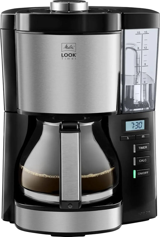 Melitta Kaffeemaschine, Timer, Schwarz, 1025-08, 10 Tassen, Look Timer, Timer Funktion