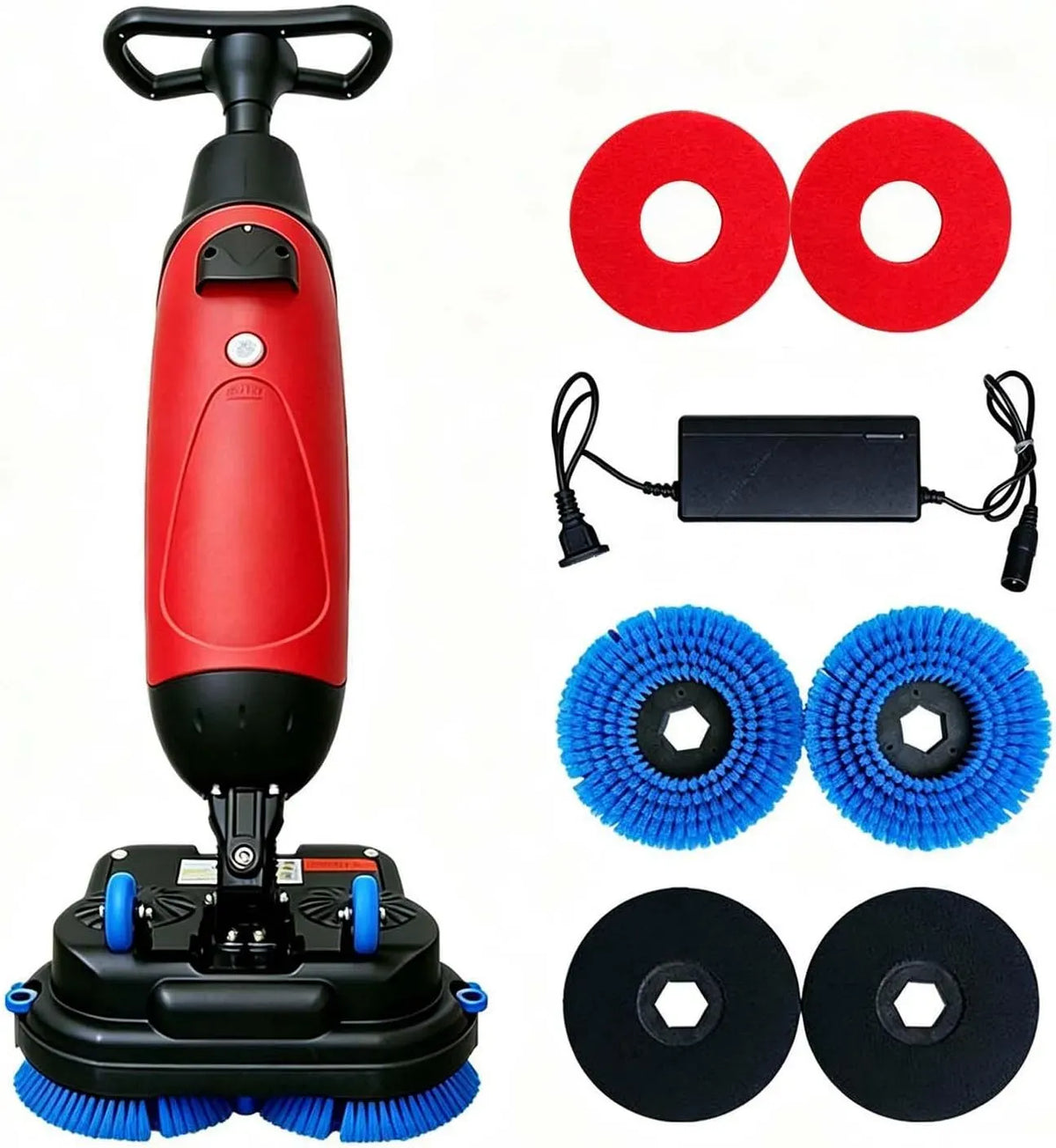 Scheuersaugmaschine, DoppelbüRste, 7,5 L, 56 dB, 4,5 L, leise, Rot, für Hotels