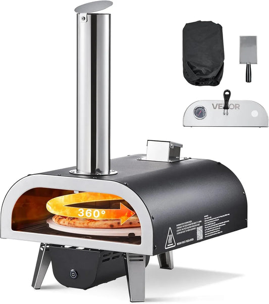 VEVOR Elektrischer Pizzaofen, 12 Zoll, tragbar, Outdoor, Camping, 304,8 mm