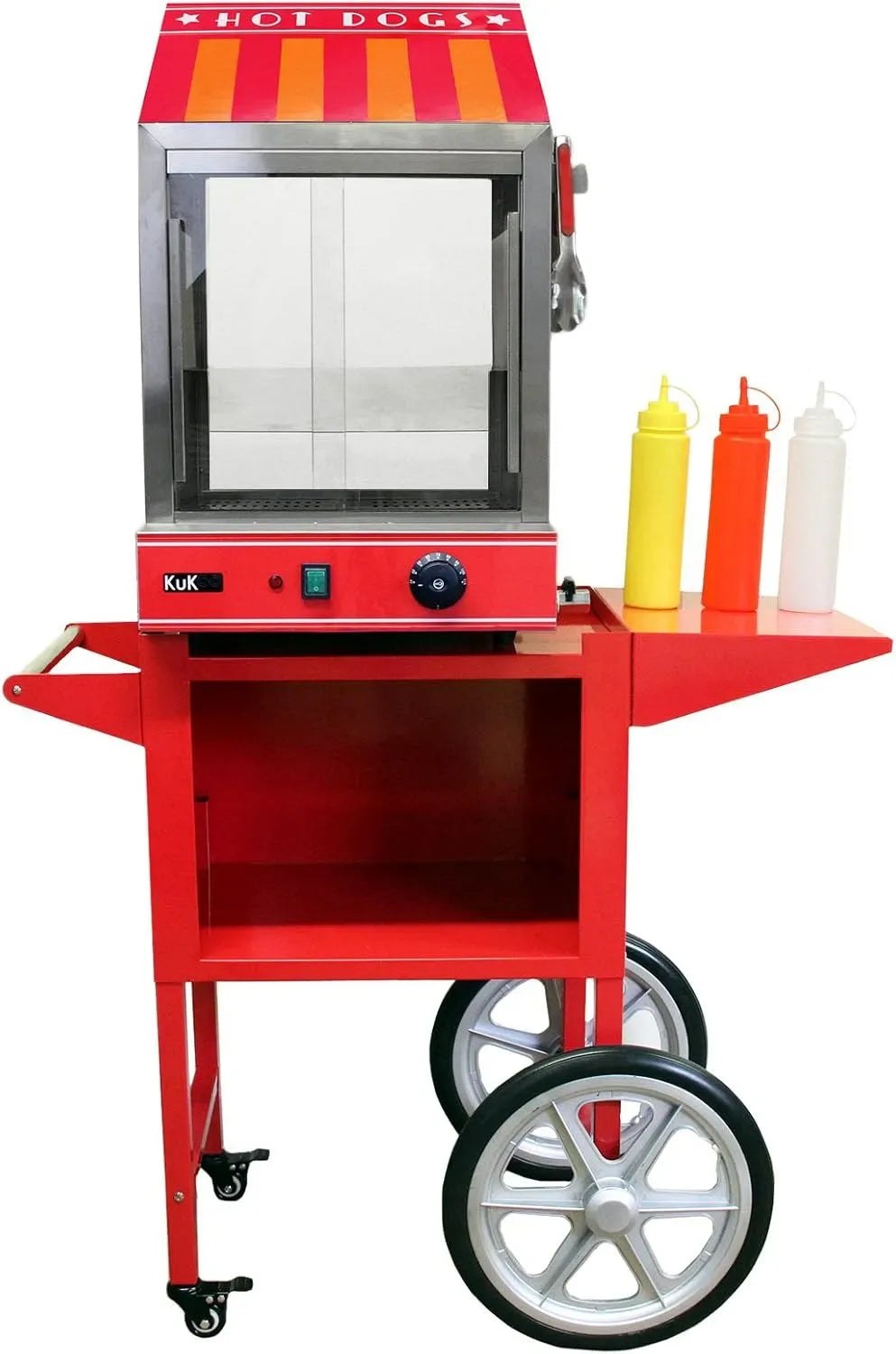 Hotdog Maschine, Würstchenwärmer, Wurstwärmer, Wagen, gewerblich, Edelstahl, Wärmefunktion, Rot