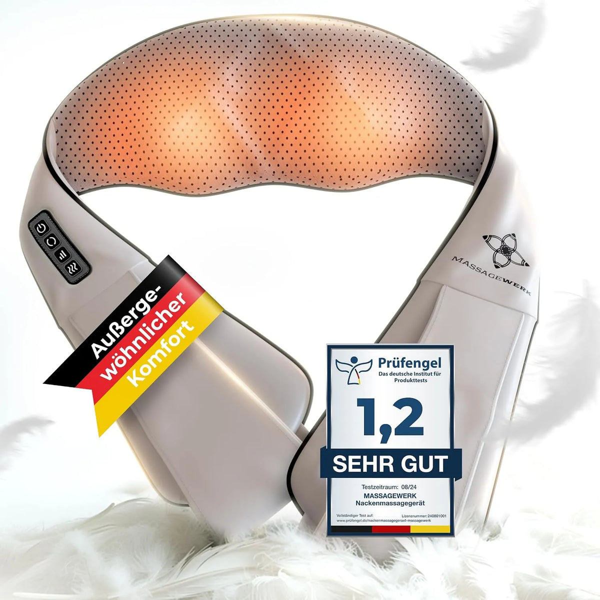 Rückenmassagegerät, Nackenmassagegerät, Massageapparat für Nacken und Rücken, Wärmefunktion