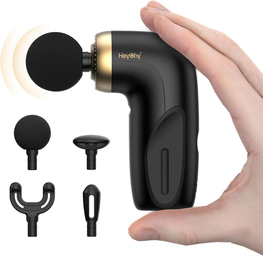 Massagepistole, Akku, Muskelmassagegerät, 0,27 kg, 7 mm, USB, kabellos, Schwarz, für Sport, HEYCHY