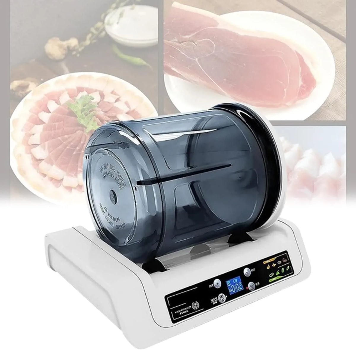 5-Liter-Fleisch-Tumbler-Marinator V/4 Vakuum-Marinierungsmaschine, Netzkabelempfänger, 220 V, 4 W, Transportrollen, für marinier