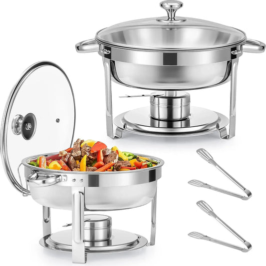 Chafing Dish Warmhaltebehälter, 5,5 L, Wilprep 2er-Set, Warmhaltefunktion, Restaurant, Edelstahl, Edelstahl-Speisenwärmer