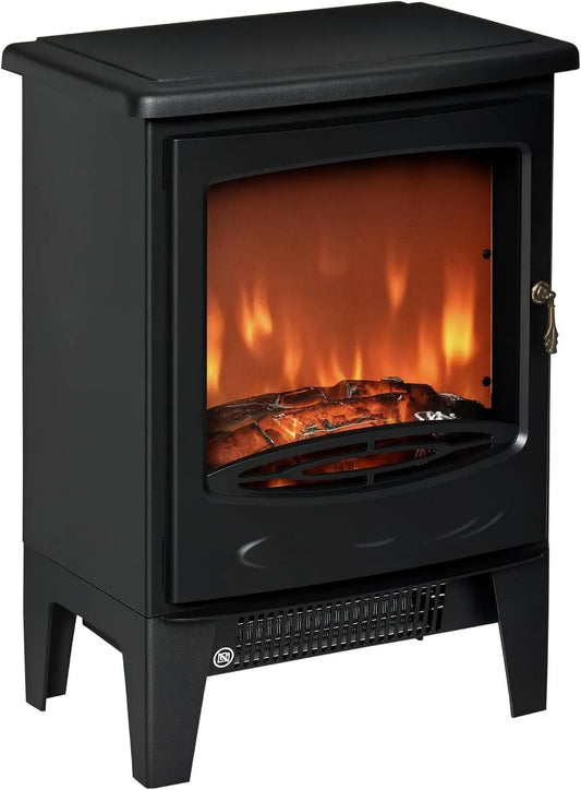 Elektrokamin, Heizung, elektrischer Kamin, 1800 W, Wärmefunktion, Schwarz, HOMCOM
