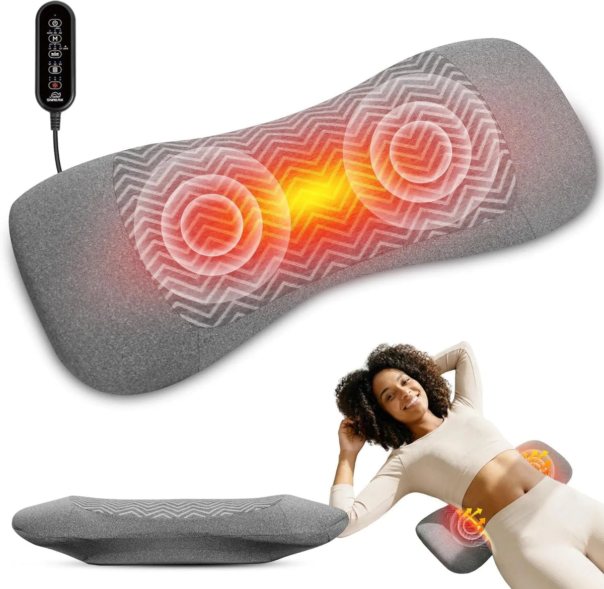 Rückenmassagegerät, Lendenstützkissen, Wärmefunktion, kabellos, für Bürostühle