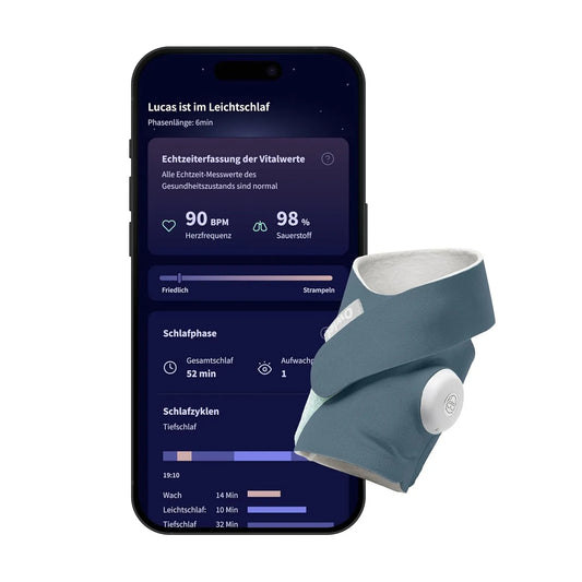 Bedtime Blue, Owlet Dream Sock, für Smarte Babyüberwachung mit App, 0–18 Monate, Echtzeit-Benachrichtigungen per App, Sensorbasiertes Babyphone-System