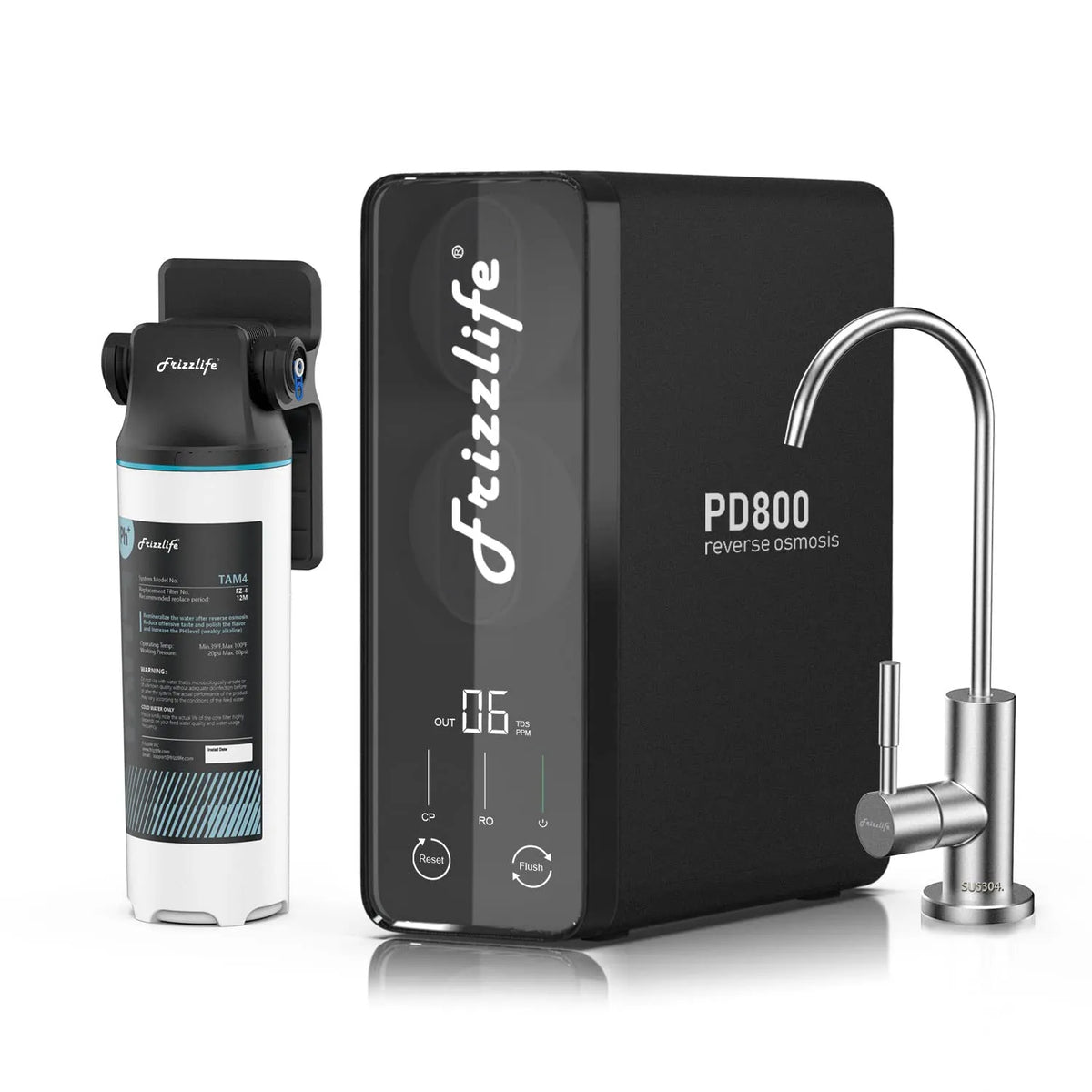 ANSI 42 800GPD Umkehrosmoseanlage, Trinkwasserfilter, Entkalkungsanlage, Untertisch, Trinkwasserfiltersystem, Frizzlife