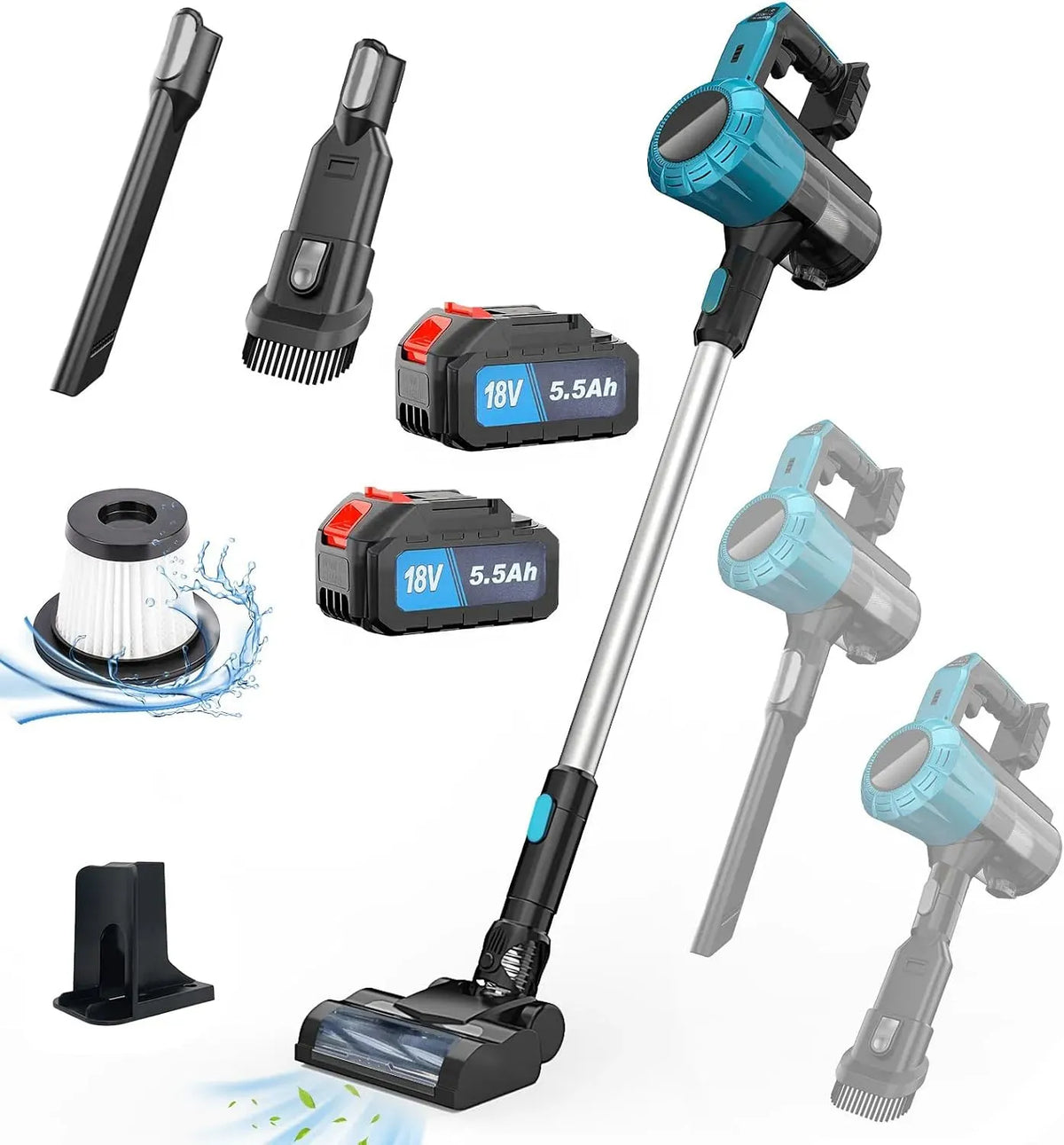 Makita 5.5AH 3-in-1 Staubsauger, 0.6 L, 18 V, Smart Display, Staubbehälter