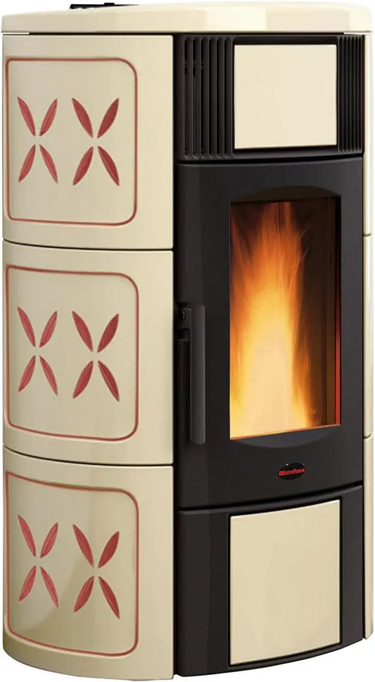 H15 Pelletofen, Extraflame 1286503 Iside Idro Wasserführender Pelletofen Majolika Amethyst/A+