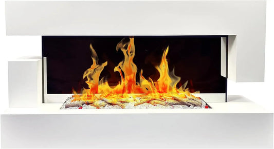 Elektrokamin, Wandkamin, heizung, elektrischer Kamin, 2000 W, Wärmefunktion, Weiß, CHEMIN'ARTE