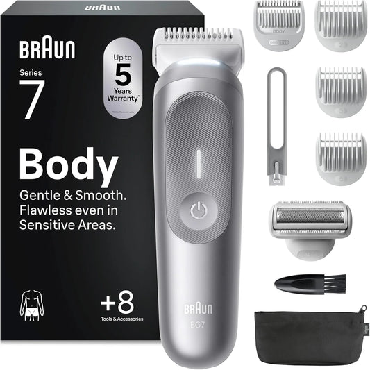 Braun Series 7 BG7555 Gerätezubehör, IP65, Grau, Körperhaartrimmer mit 100 Min, BG 555