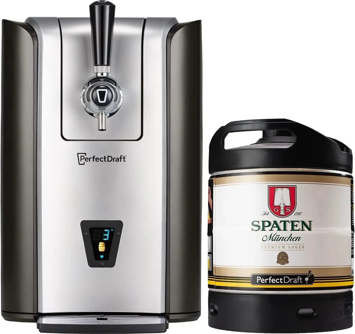 Zapfanlage, 6 L, Pro, Pack PerfectDraft Pro Zapfanlage mit Fass Bier 6L Spaten